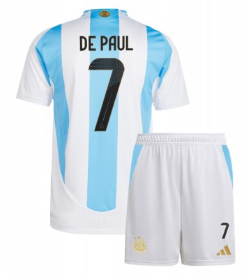 Argentina Rodrigo De Paul #7 Replika Babytøj Hjemmebanesæt Børn Copa America 2024 Kortærmet (+ Korte bukser)